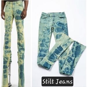 Collusion Stilt Tie-Dye Skinny Jeans in Blue and Green Handcrafted Waist 30